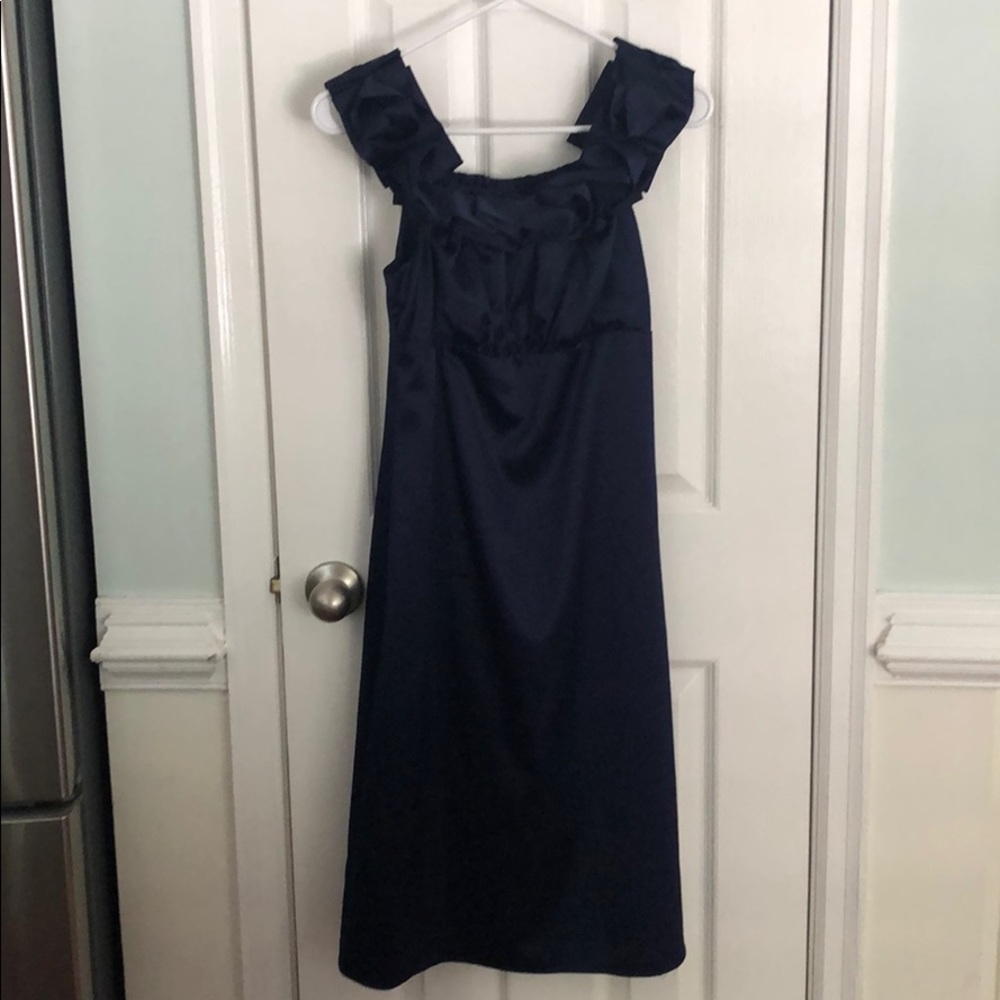 The Limited Silk Dark Blue Ruffle Dress